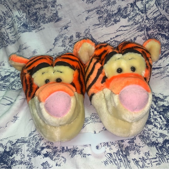 Vintage Disney Orange Winnie The Pooh Tigger Slippers Sz 7/8 Child NEW - Picture 1 of 6